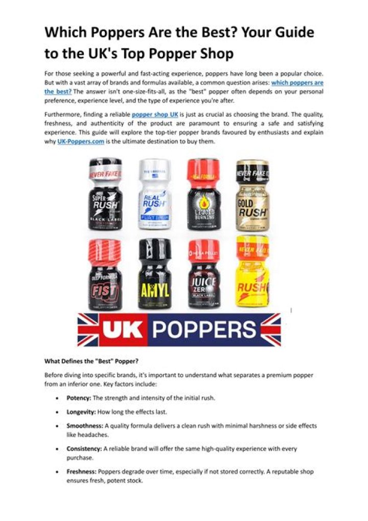 Which poppers are the best?